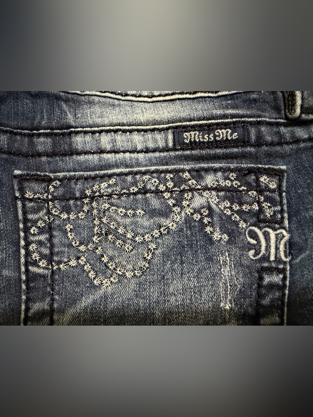 Miss Me Distressed Embellished Blue Denim Shorts - Picture 5 of 9